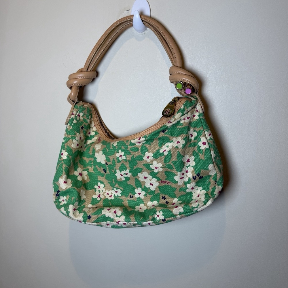 Lilly Pulitzer Floral Hobo Handbag 100% Cotton Leather Knotted Shoulder Strap 🌸